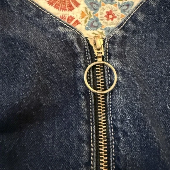 TOPSHOP MOTO Zip Front Denim Dress in Indigo Size 8 Bodycon Mini V-Neck EUC - Picture 6 of 9
